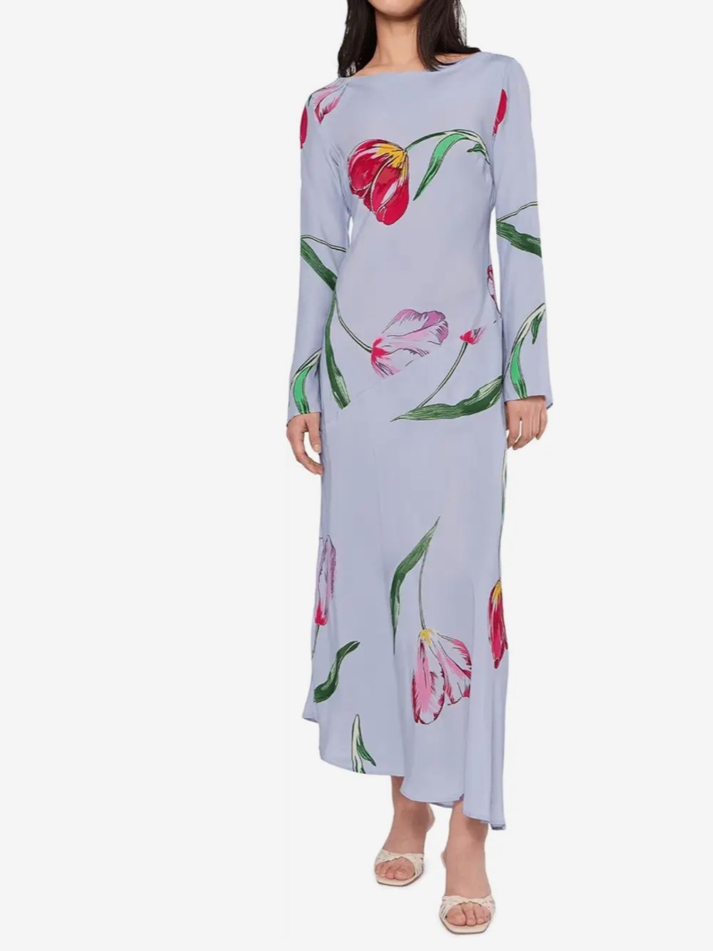 Free People Zadie Diagonal Seam Midi Dress Purple Floral Small NWT Feminine $168 - Picture 3 of 8